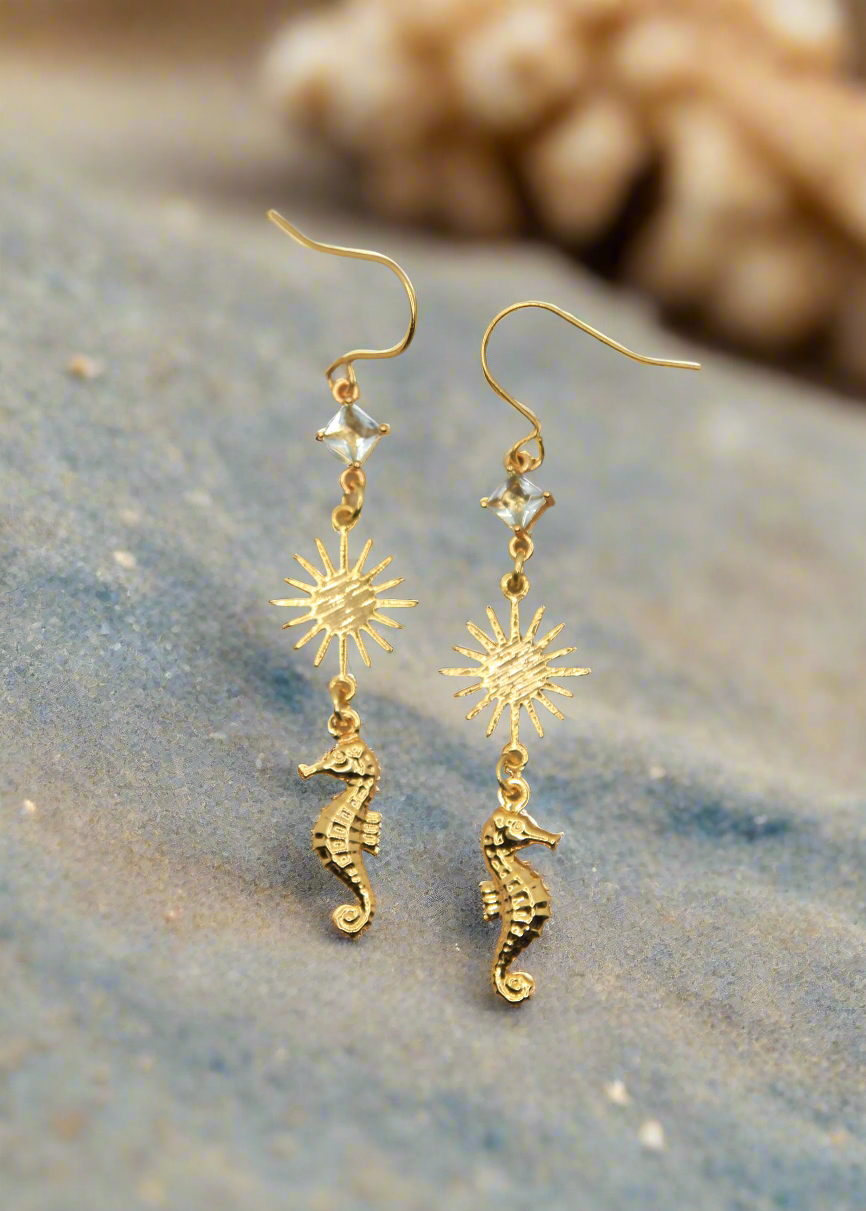 Gold Seahorse Earrings