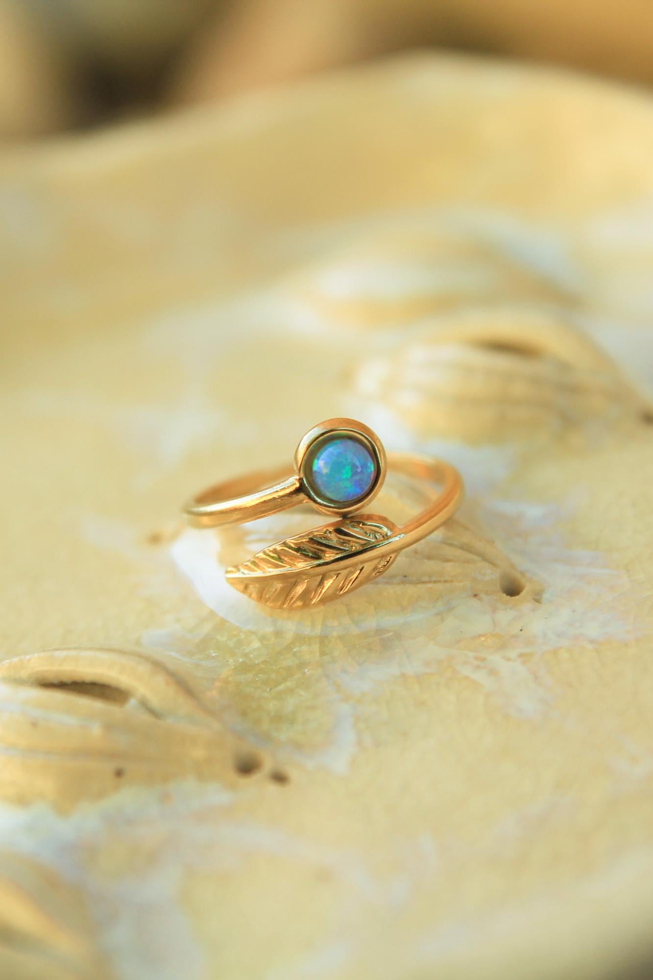 Gold Leaf Opal Ring