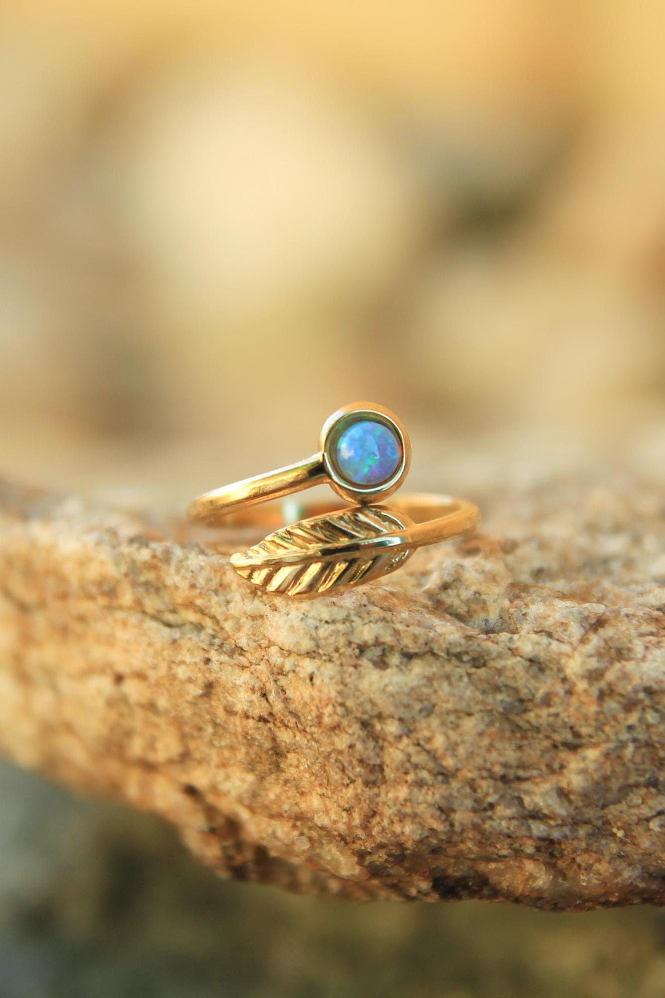 Gold Leaf Opal Ring