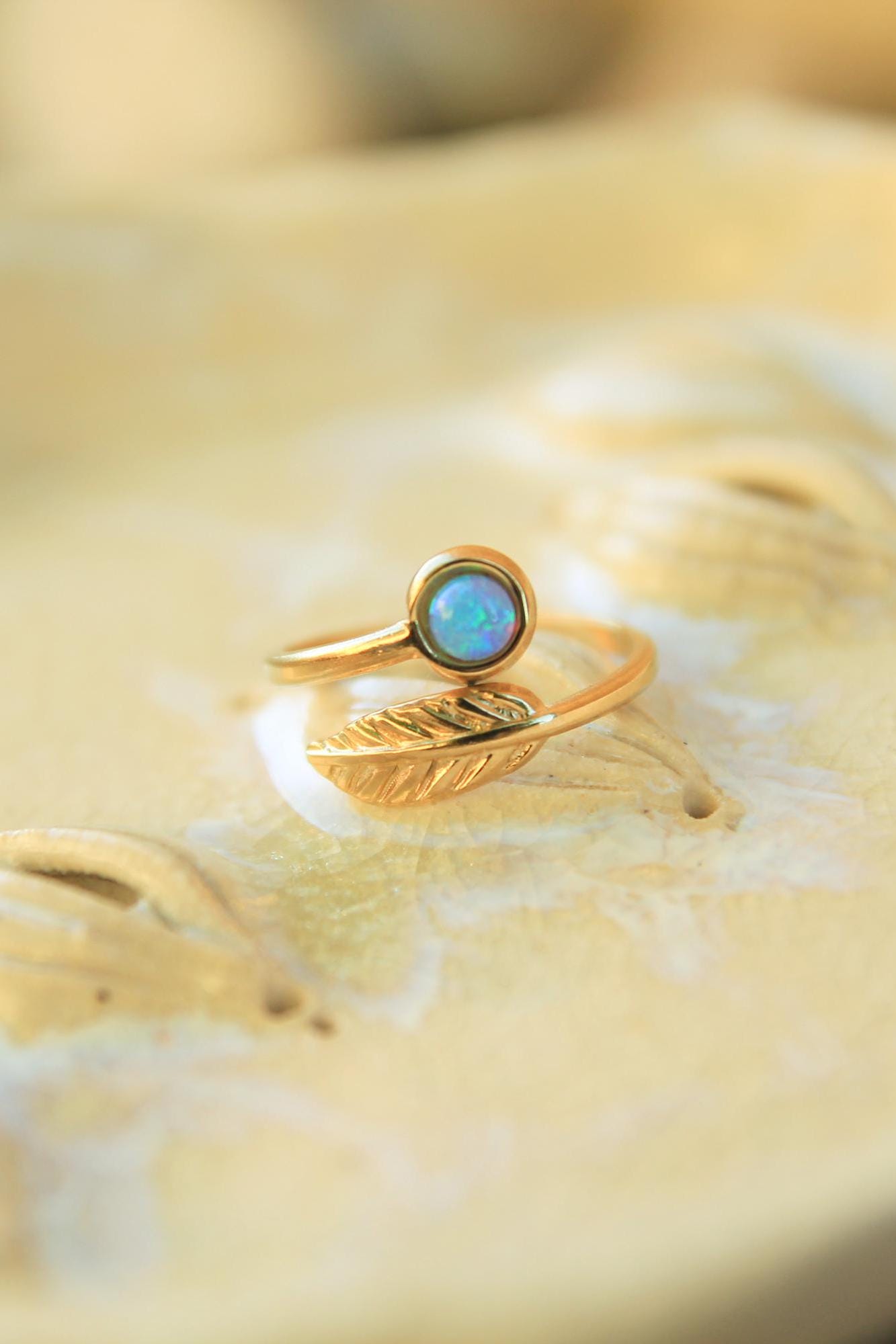 Gold Leaf Opal Ring