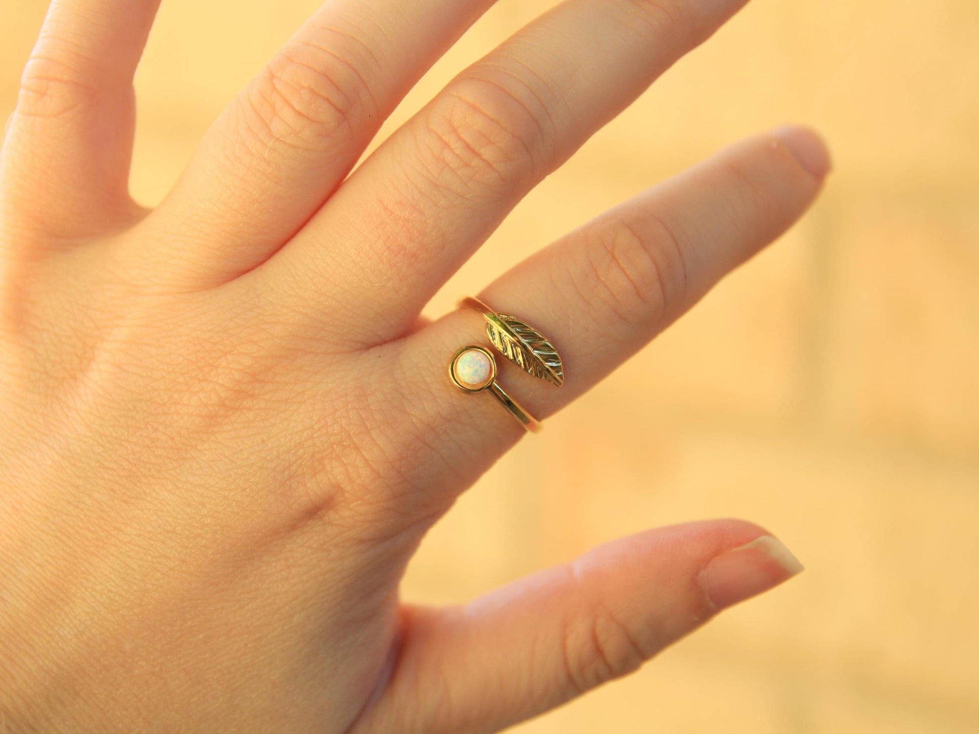 Gold Leaf Opal Ring