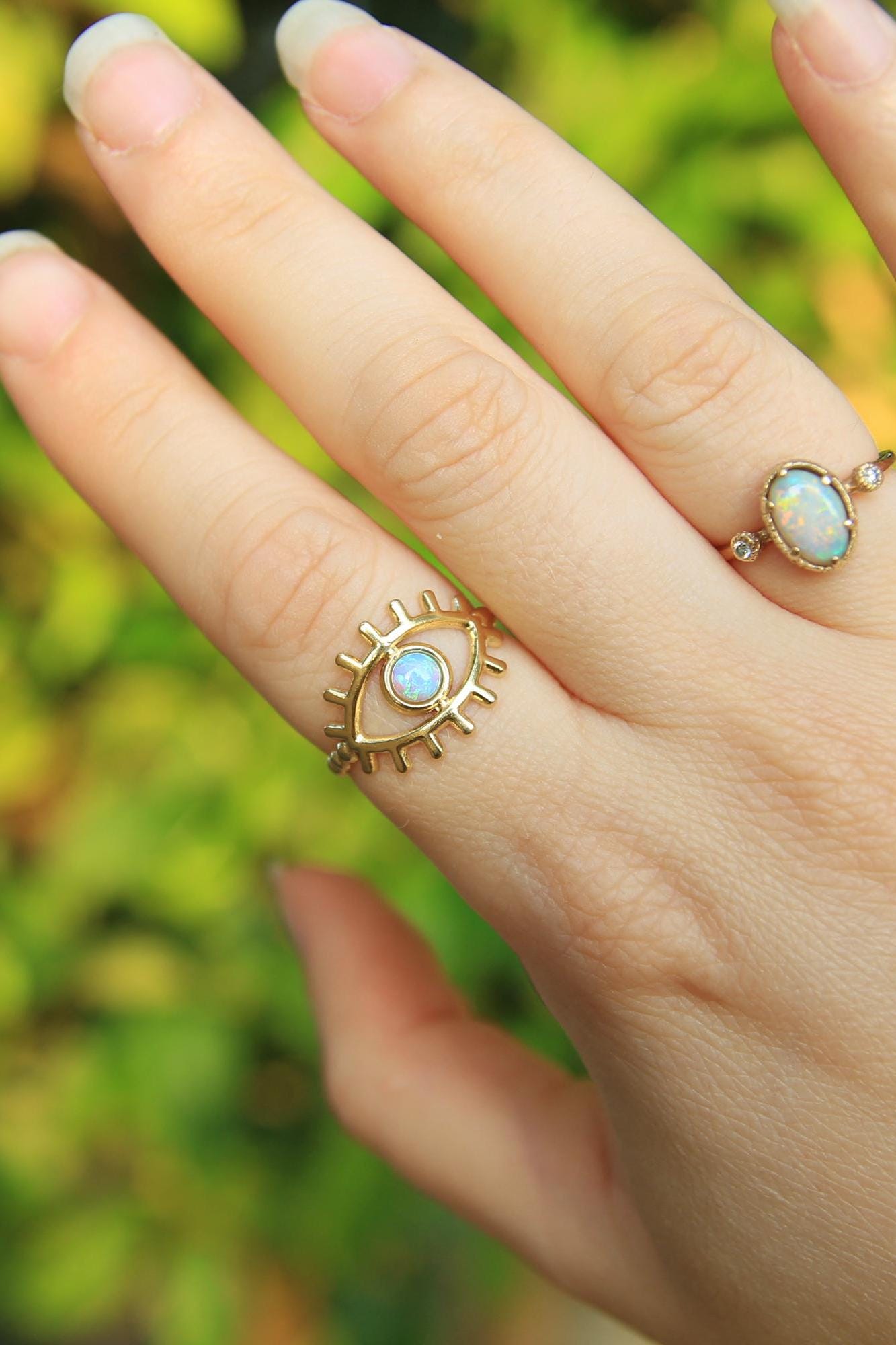 Gold Opal Eye Ring