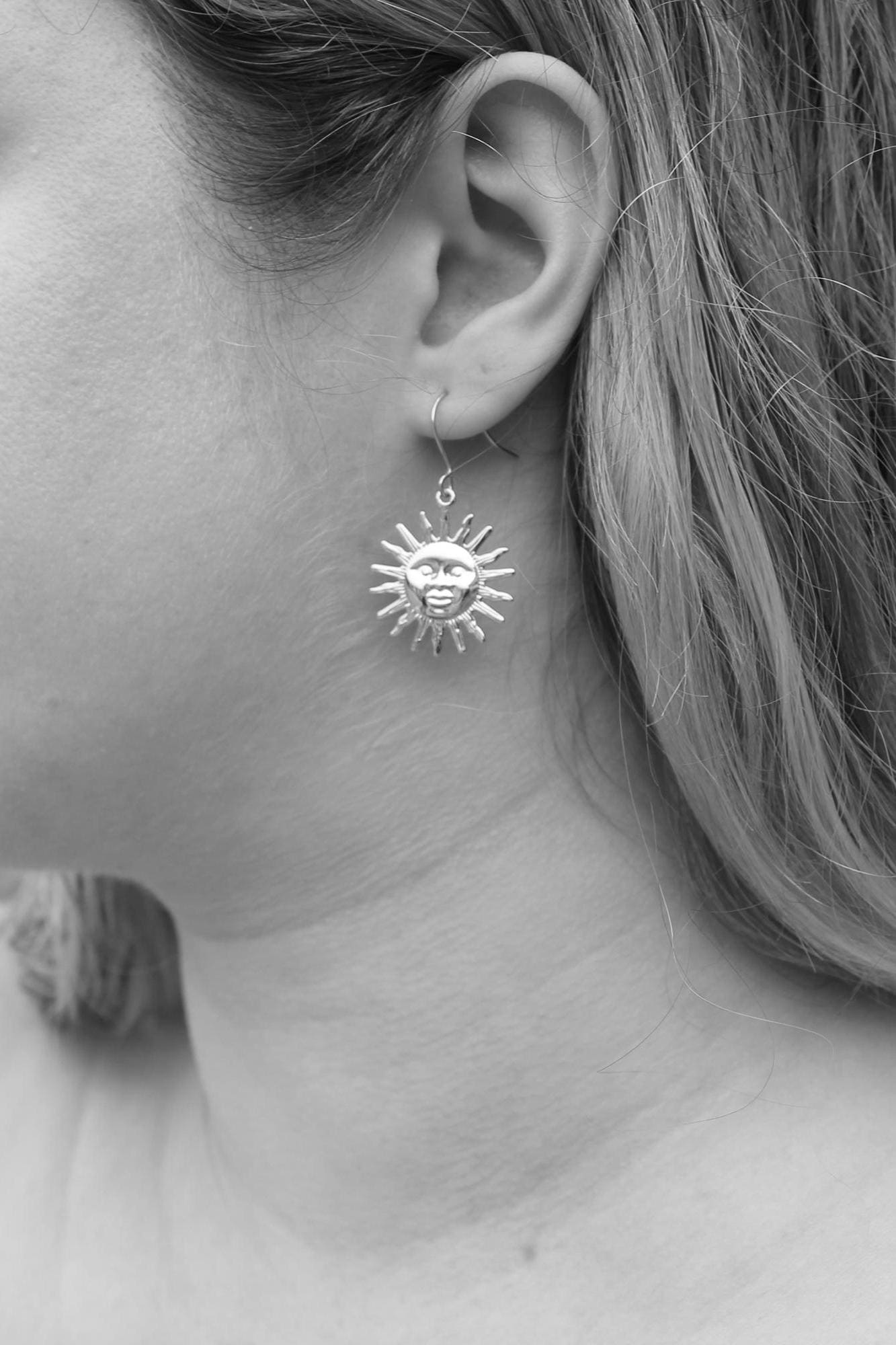 Large Gold Sun Earrings