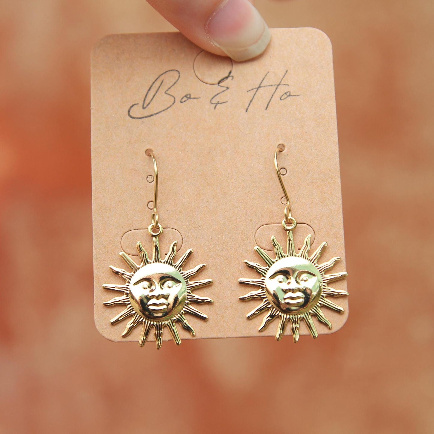 Large Gold Sun Earrings