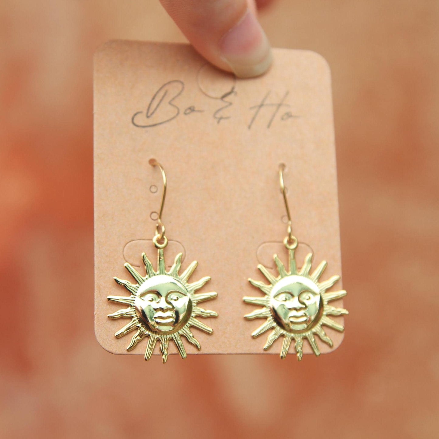 Large Gold Sun Earrings