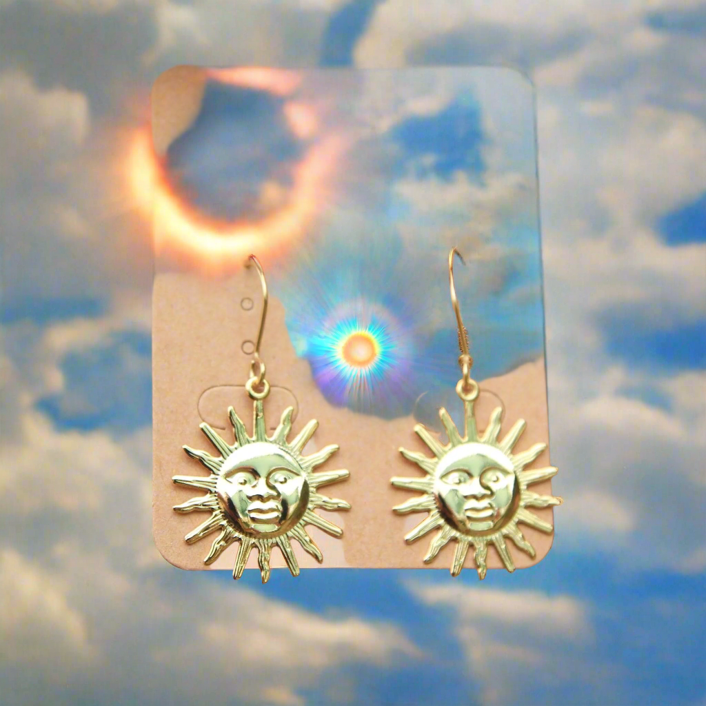 Large Gold Sun Earrings