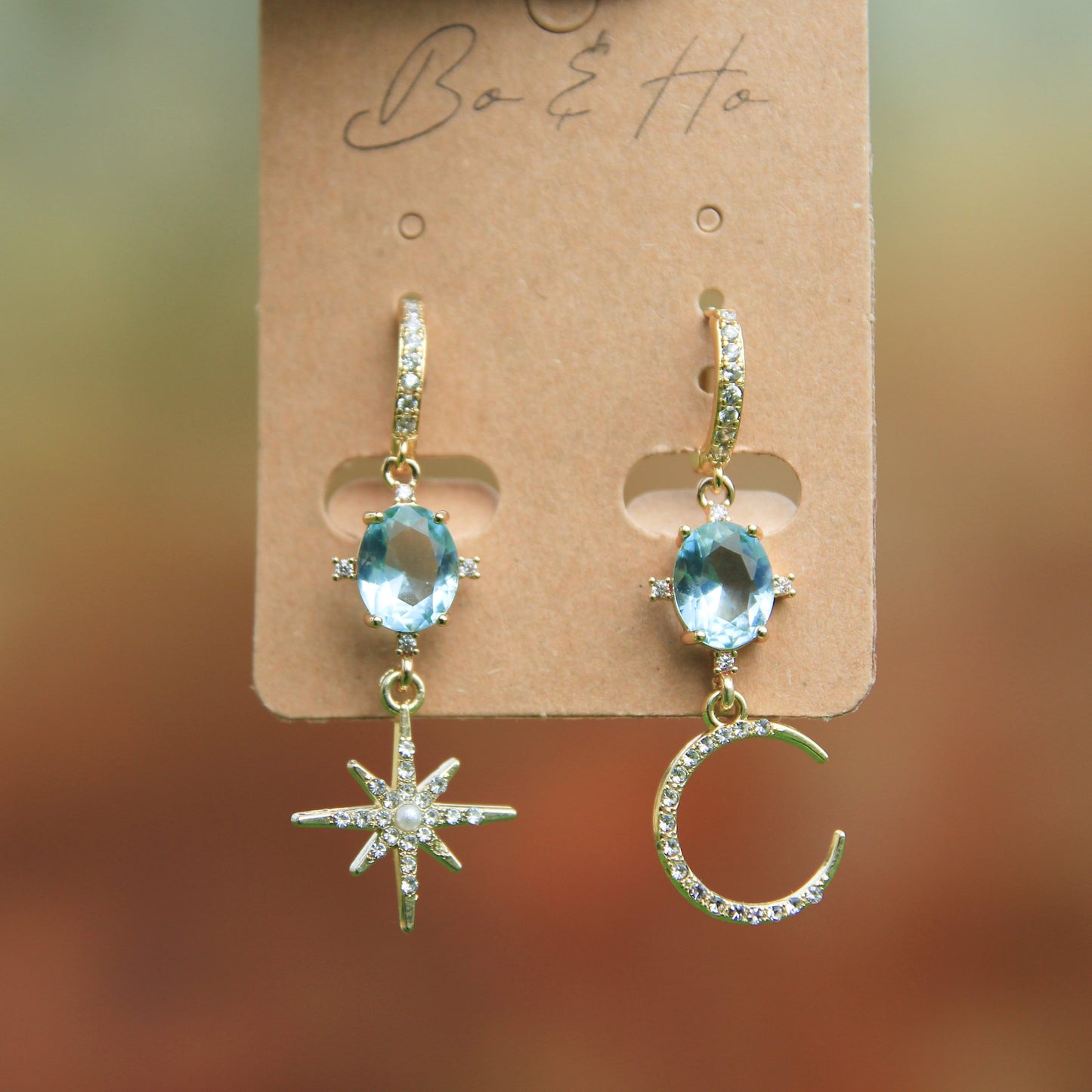 aquamarine celestial bridal earrings 