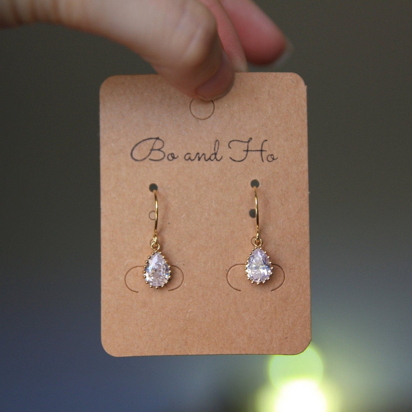 Dainty cubic zirconia crystal earrings 