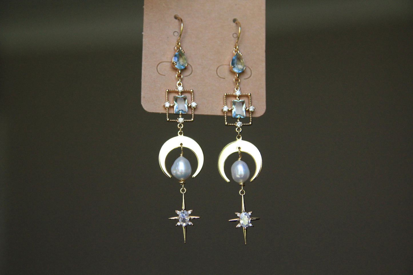 Aquamarine Celestial Star Earrings