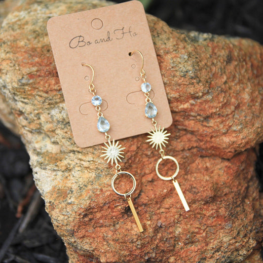 Aquamarine Sun Earrings