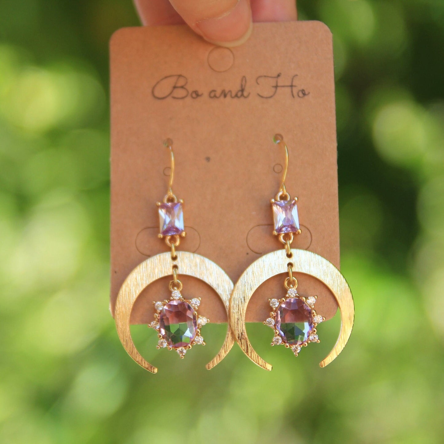 Sparkly Purple Moon Earrings