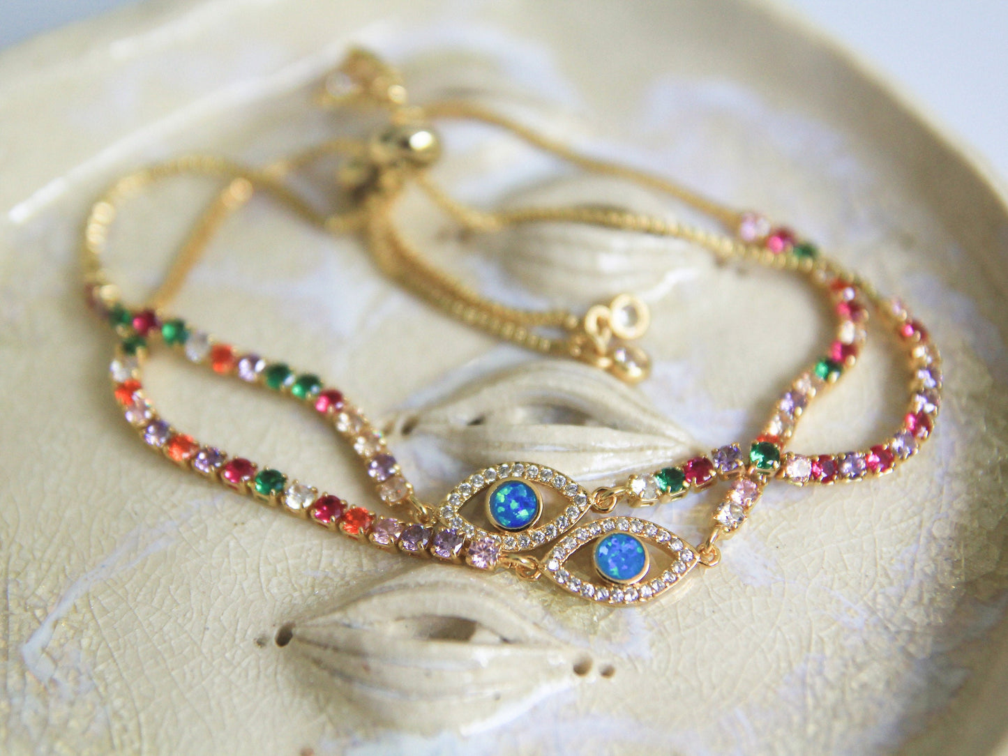Rainbow Opal Eye Bracelet
