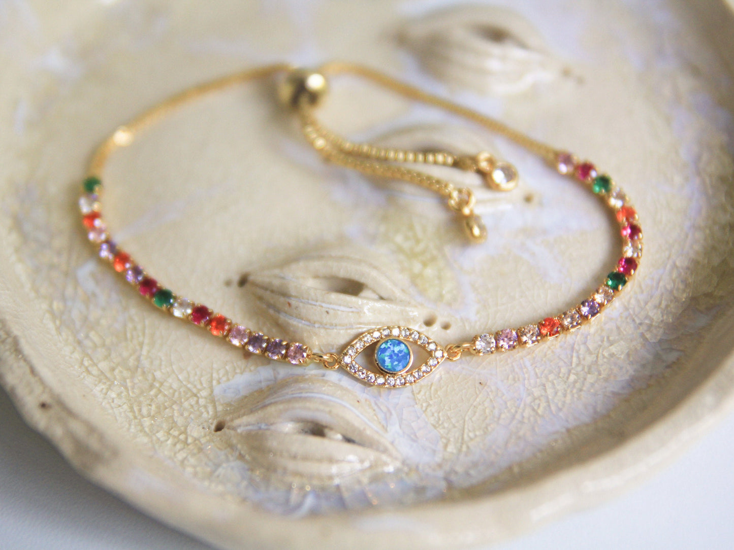 Rainbow Opal Eye Bracelet