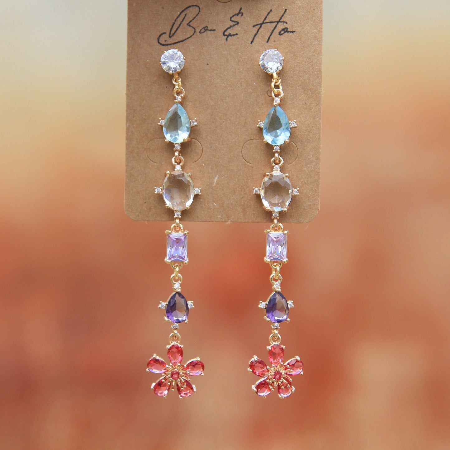 Crystal Ombre Flower Earrings