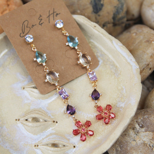 Crystal Ombre Flower Earrings