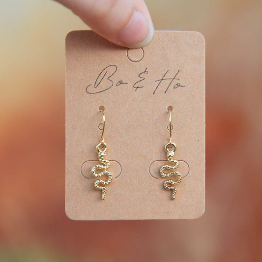 Minimalist Gold Snake Earrings