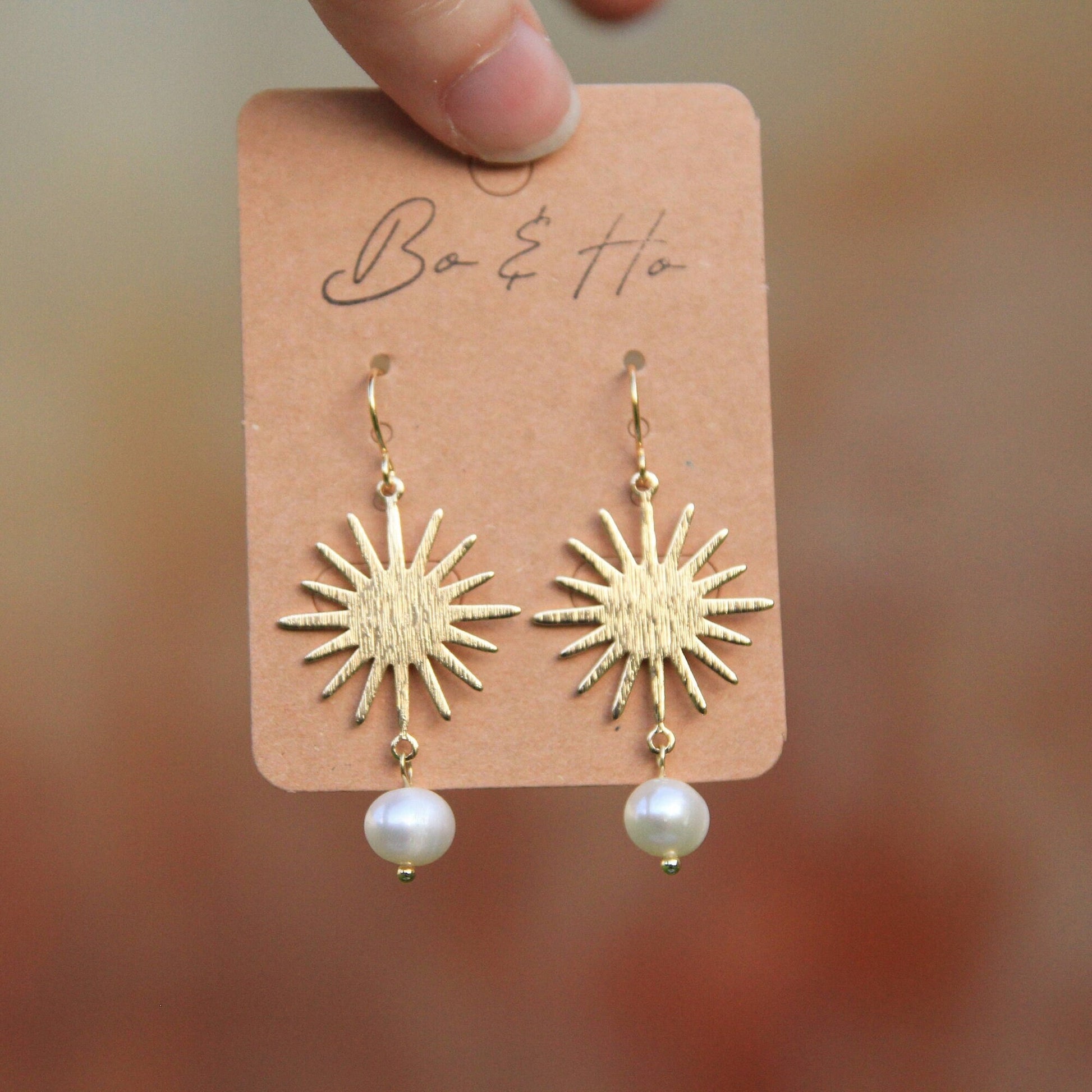 Genuine White Pearl Sun Earrings