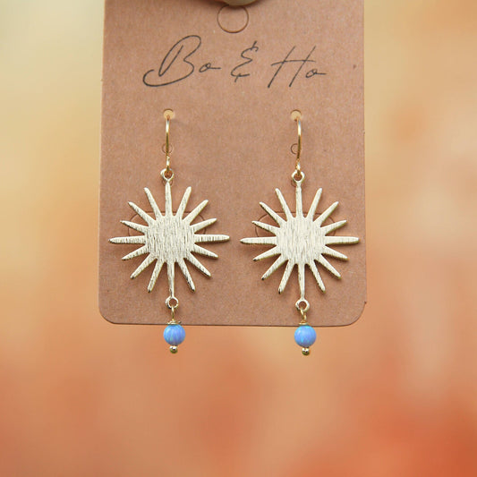 Gold Sun Opal Earrings