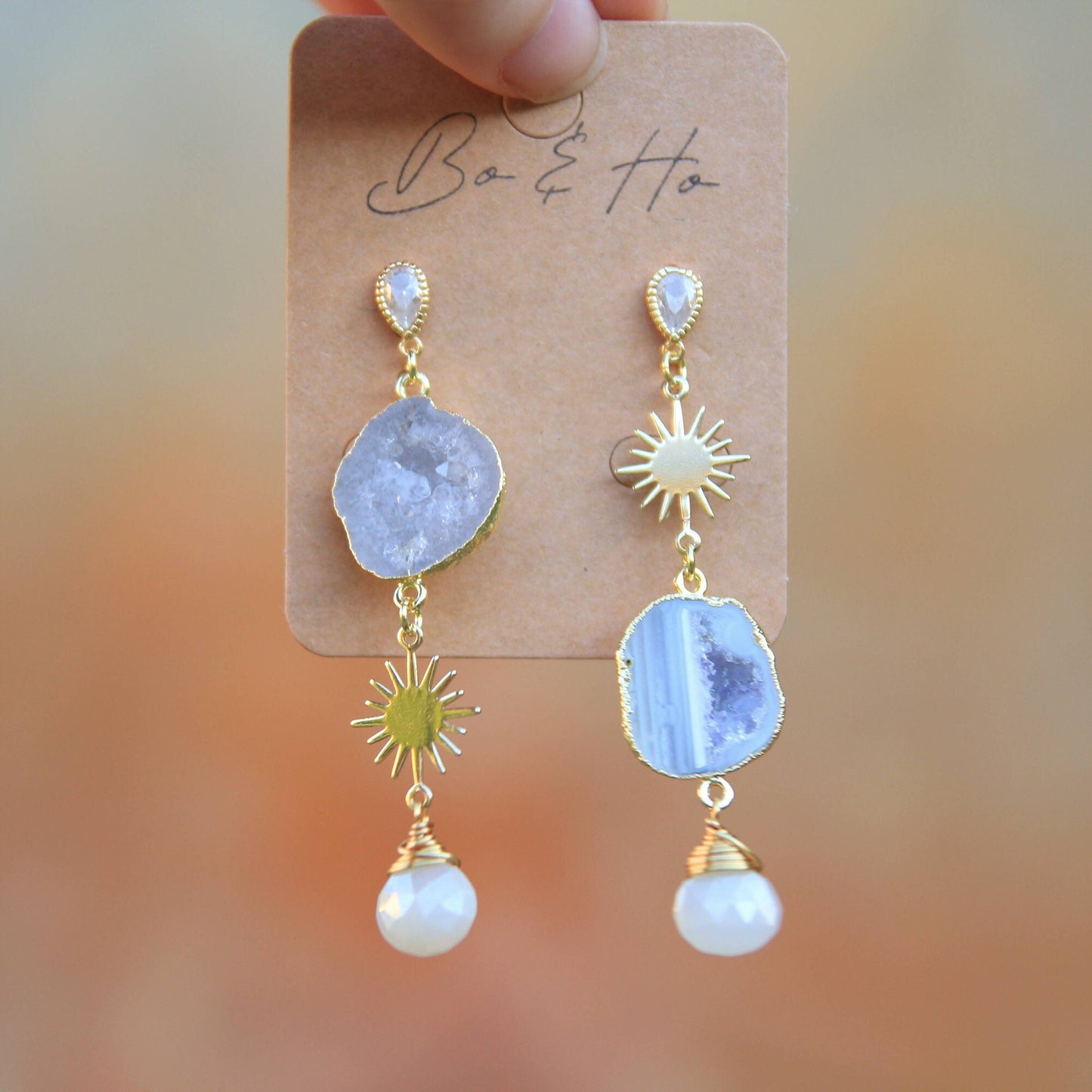 Geode Geode Sun Earrings | Natural agate geode crystal earrings