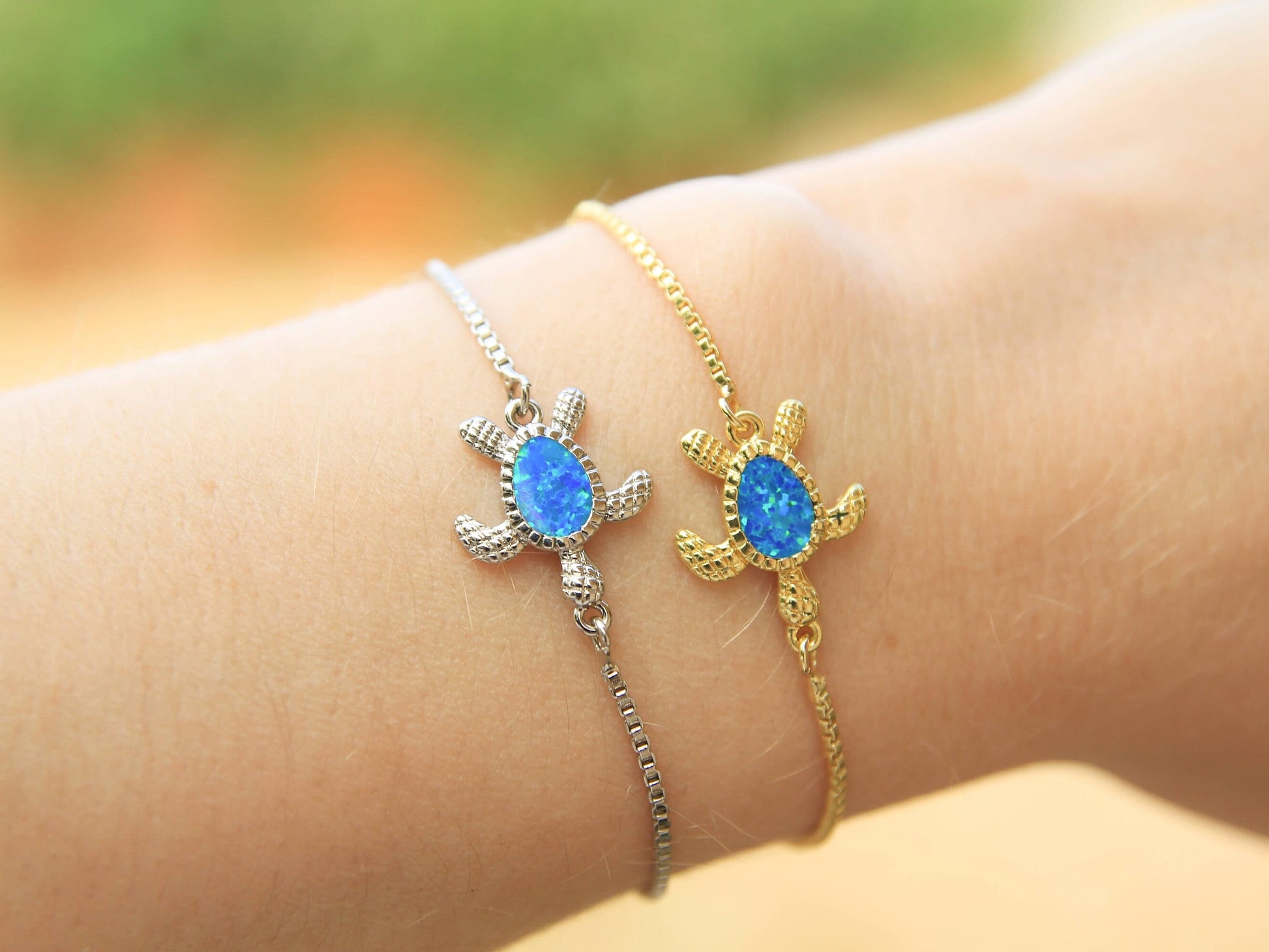 Blue Opal Turtle Bracelet