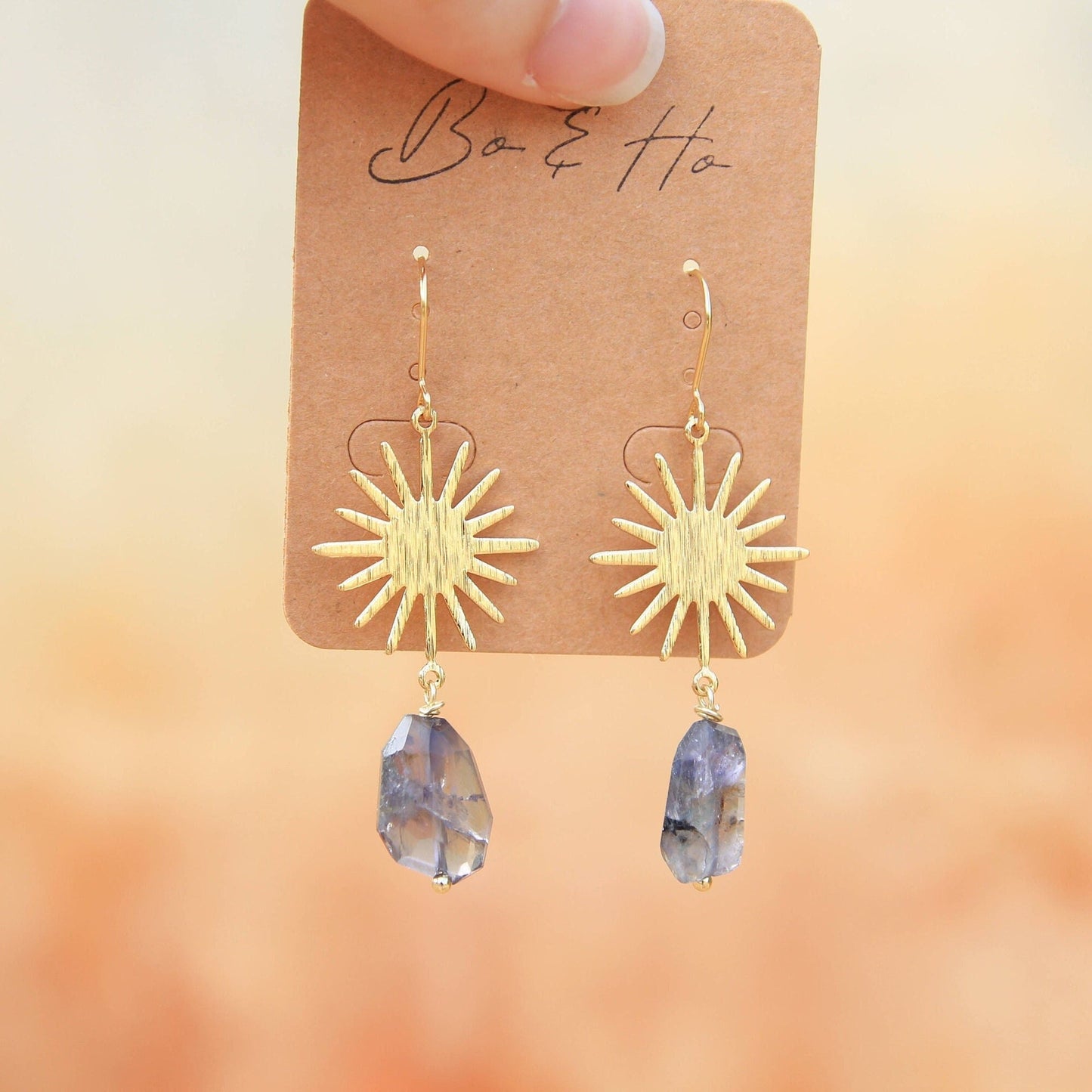 Genuine Iolite Sun Earrings